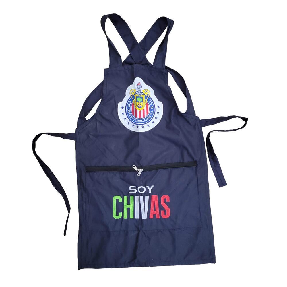 Chivas Guadalajara Mexico Handmade Navy Blue Cross Back Apron 2 Pockets One Size